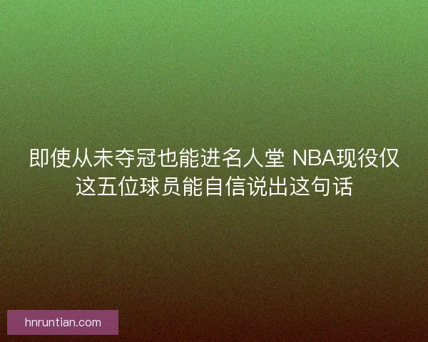 即使从未夺冠也能进名人堂 NBA现役仅这五位球员能自信说出这句话