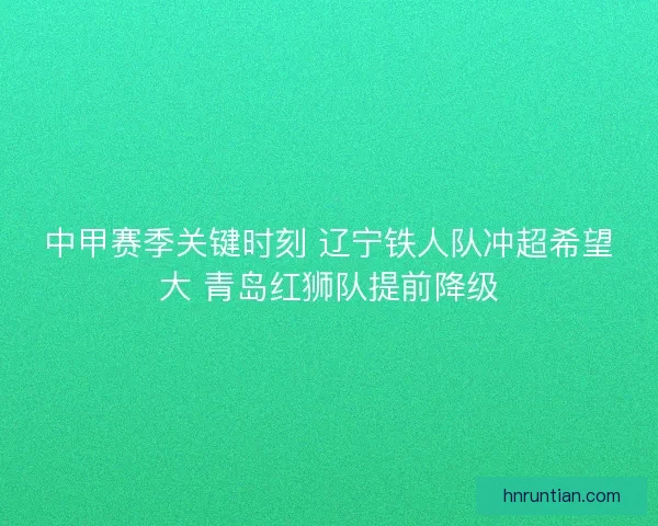 中甲赛季关键时刻 辽宁铁人队冲超希望大 青岛红狮队提前降级