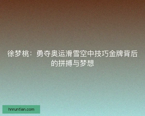 徐梦桃：勇夺奥运滑雪空中技巧金牌背后的拼搏与梦想